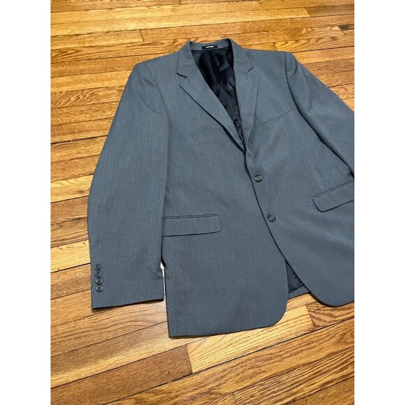 Van Heusen Mens Blazer Suit Jacket Size 46L Gray 2 Button Sport Coat Wedding - Picture 2 of 6